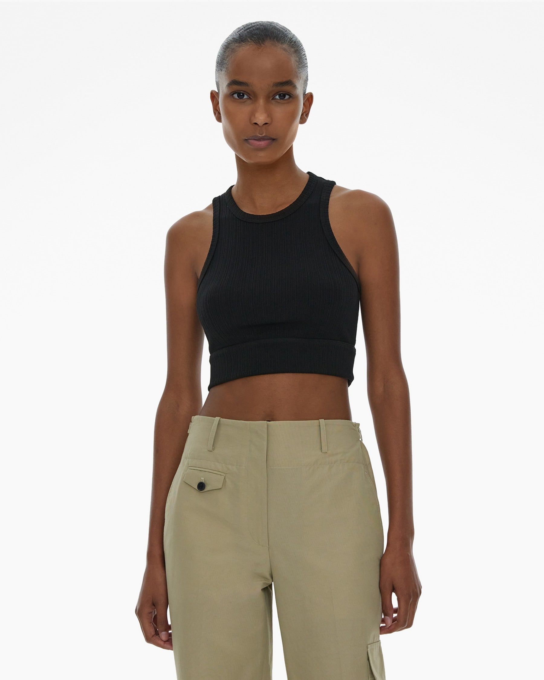 CROPPED RIB KNIT TANK TOP - 3