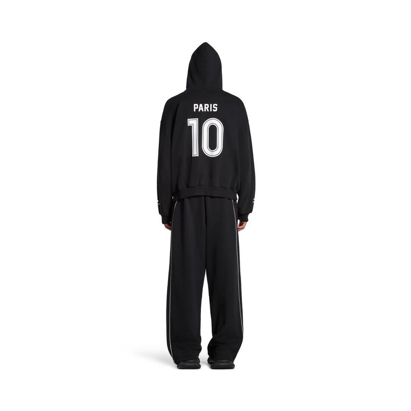 BALENCIAGA Paris Soccer Zip-up Hoodie Medium Fit in Black/white