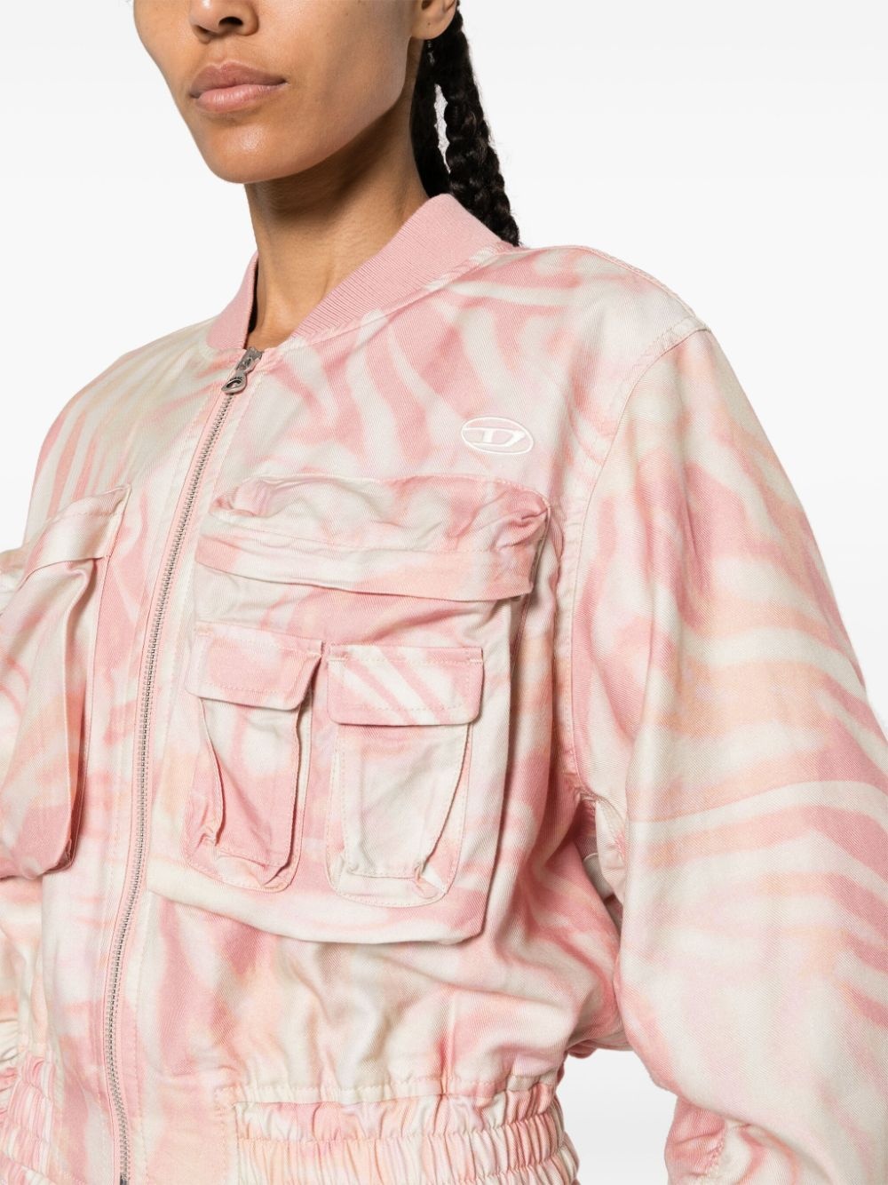 abstract-print cropped bomber jacket - 5