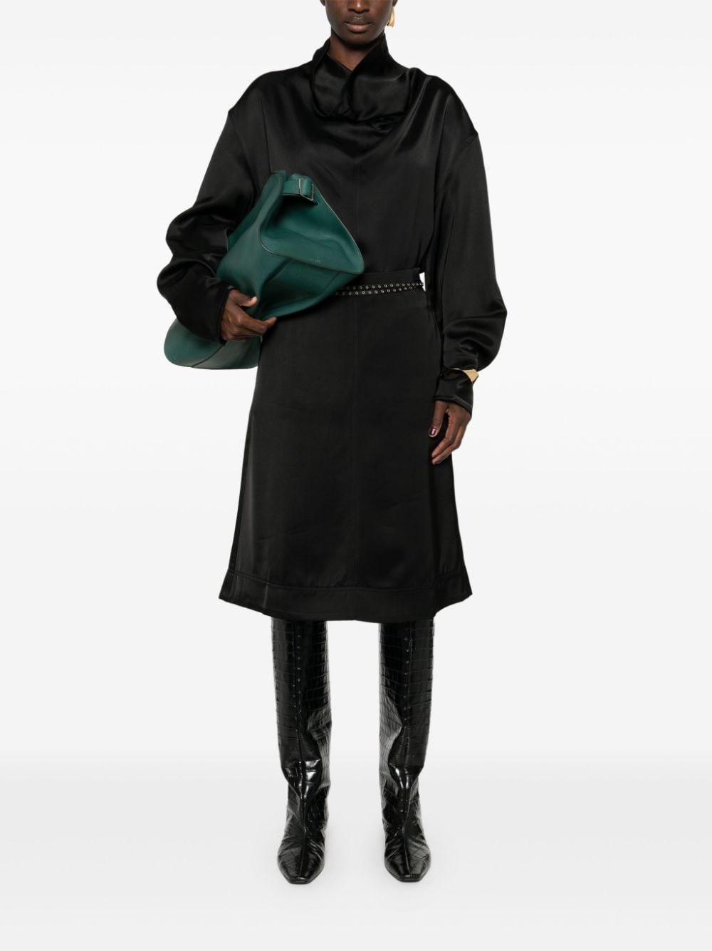 funnel-neck satin blouse - 2