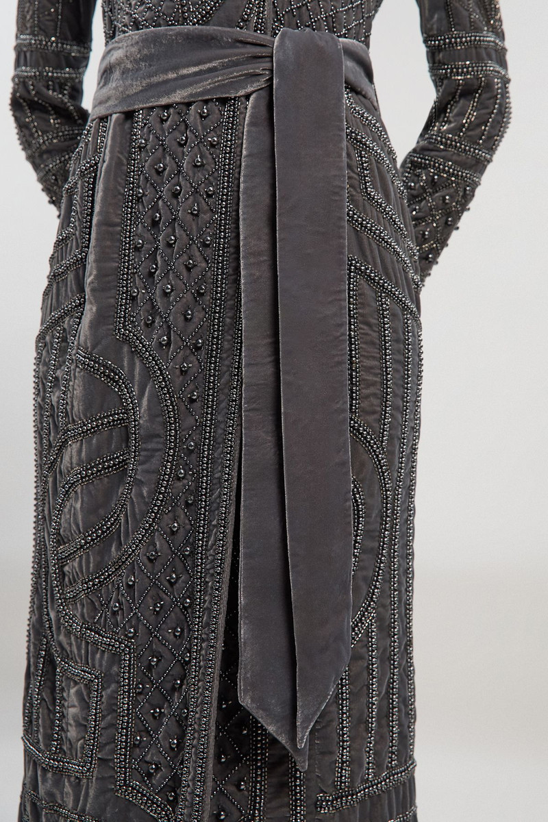 Velvet Embellished Woven Maxi Blazer Dress 3
