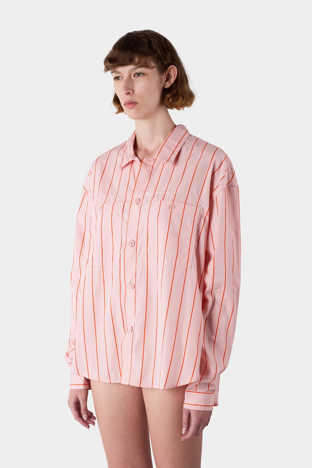 STRIPED OVER SHIRT / pink - 3