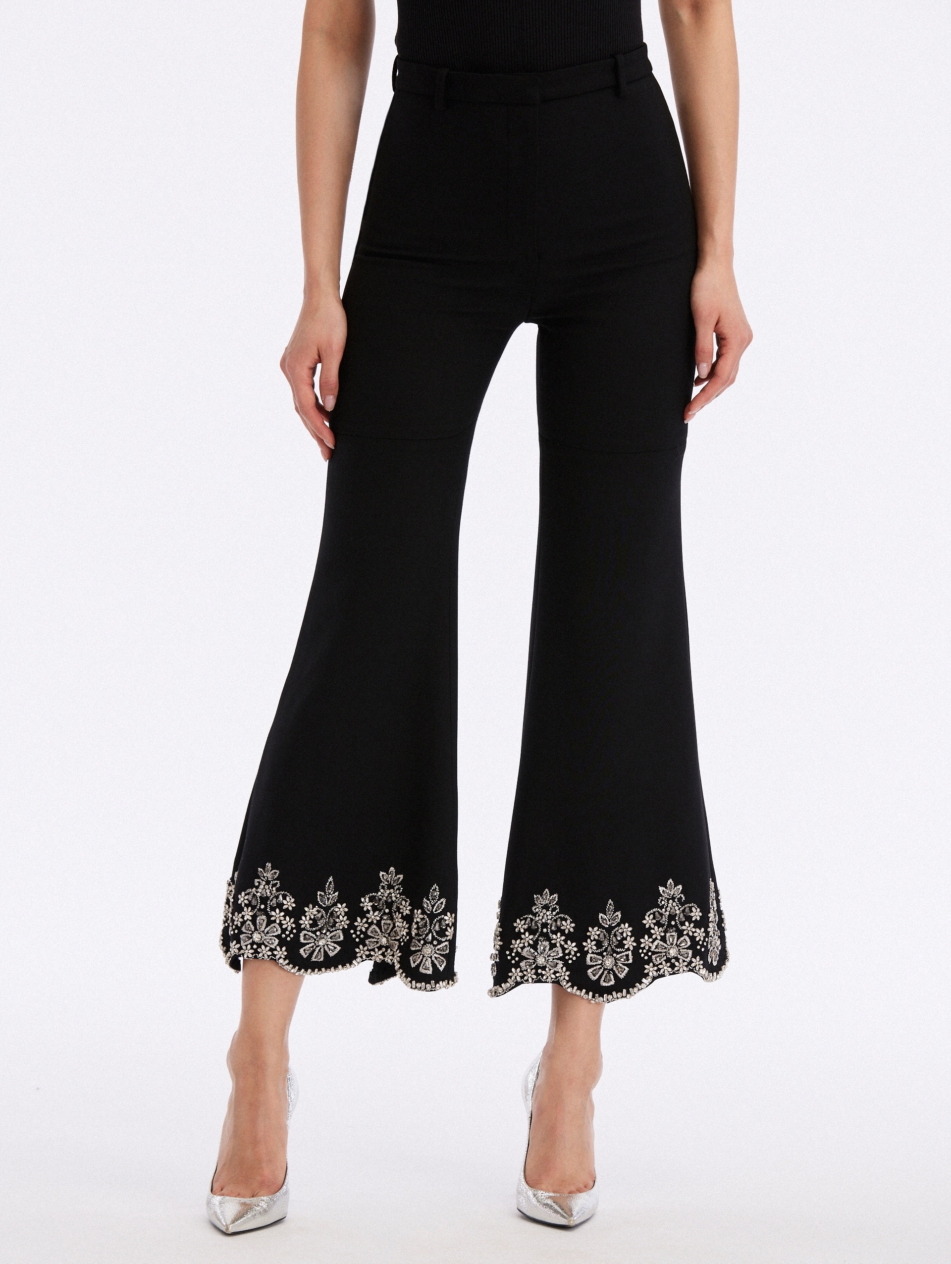 CRYSTAL SCALLOP EMBROIDERED PANTS - 4