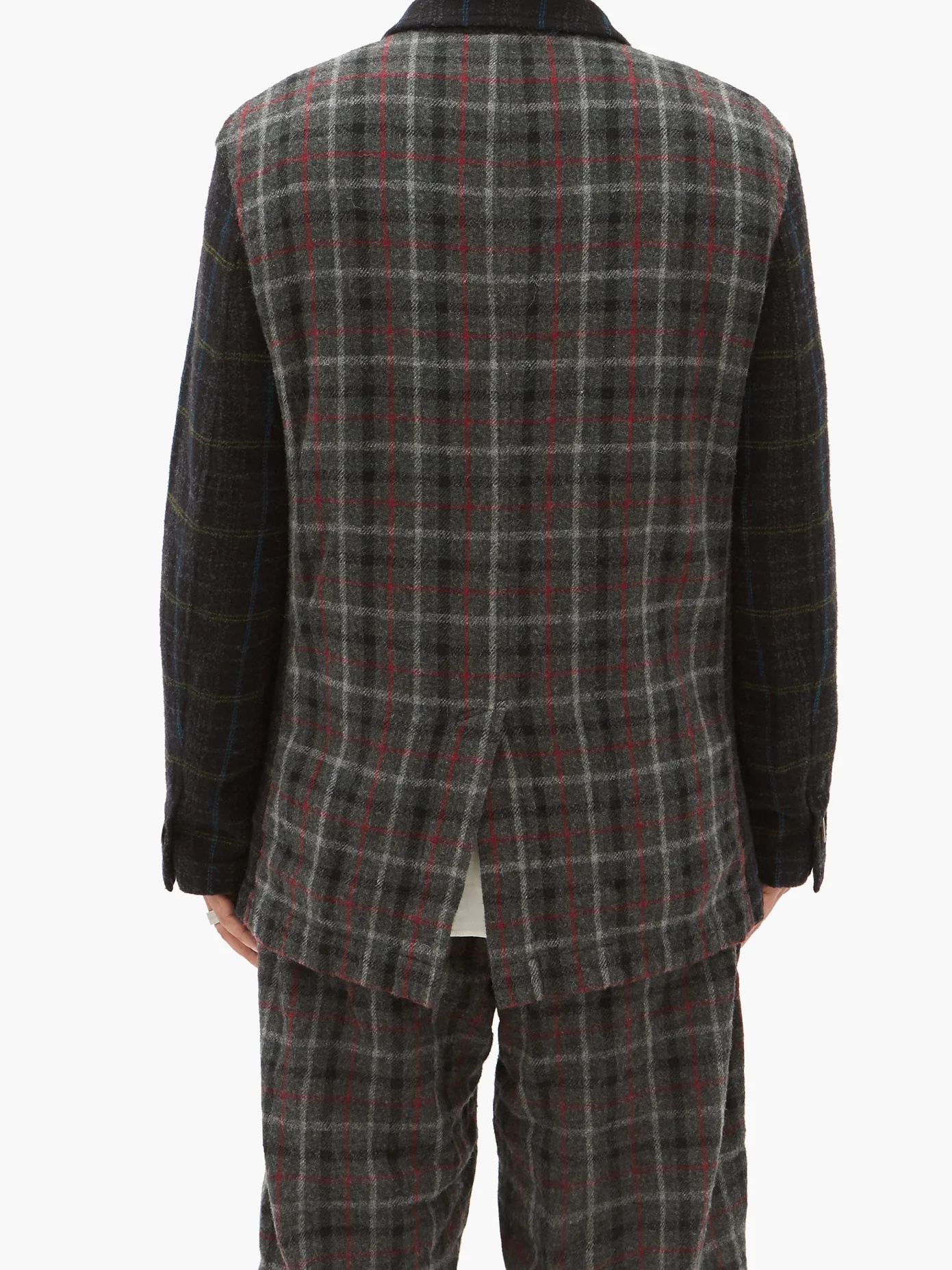 Single-breasted plaid wool-flannel blazer - 5