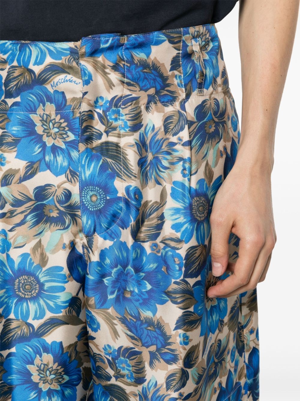 floral-print silk shorts - 5