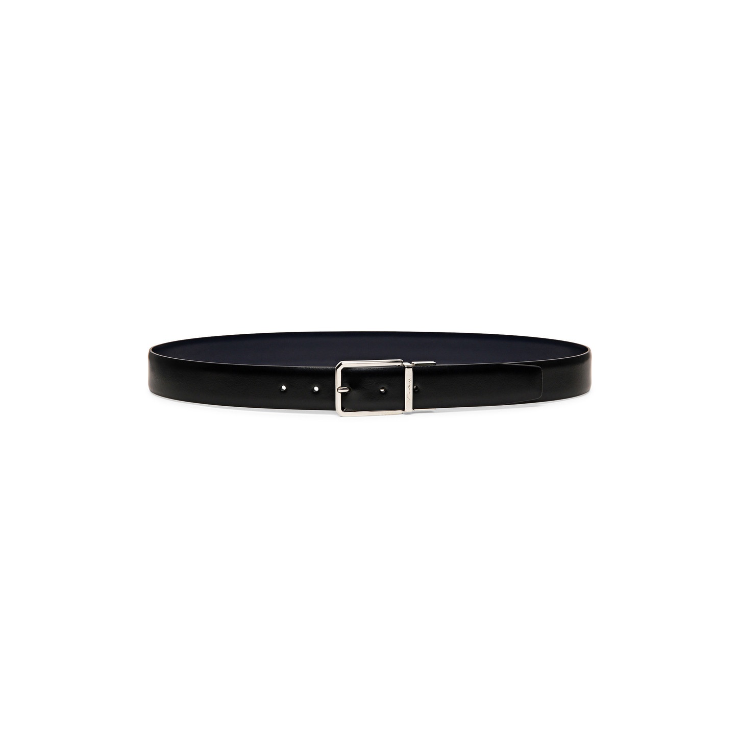 Reversible and adjustable black and blue leather belt - 3