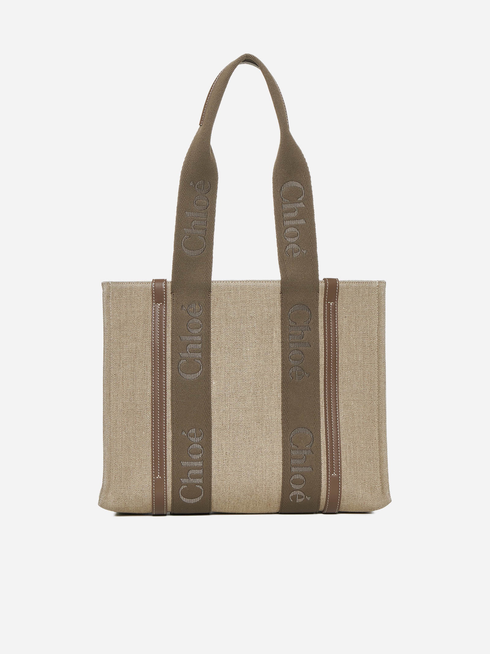 Woody linen medium tote bag - 1