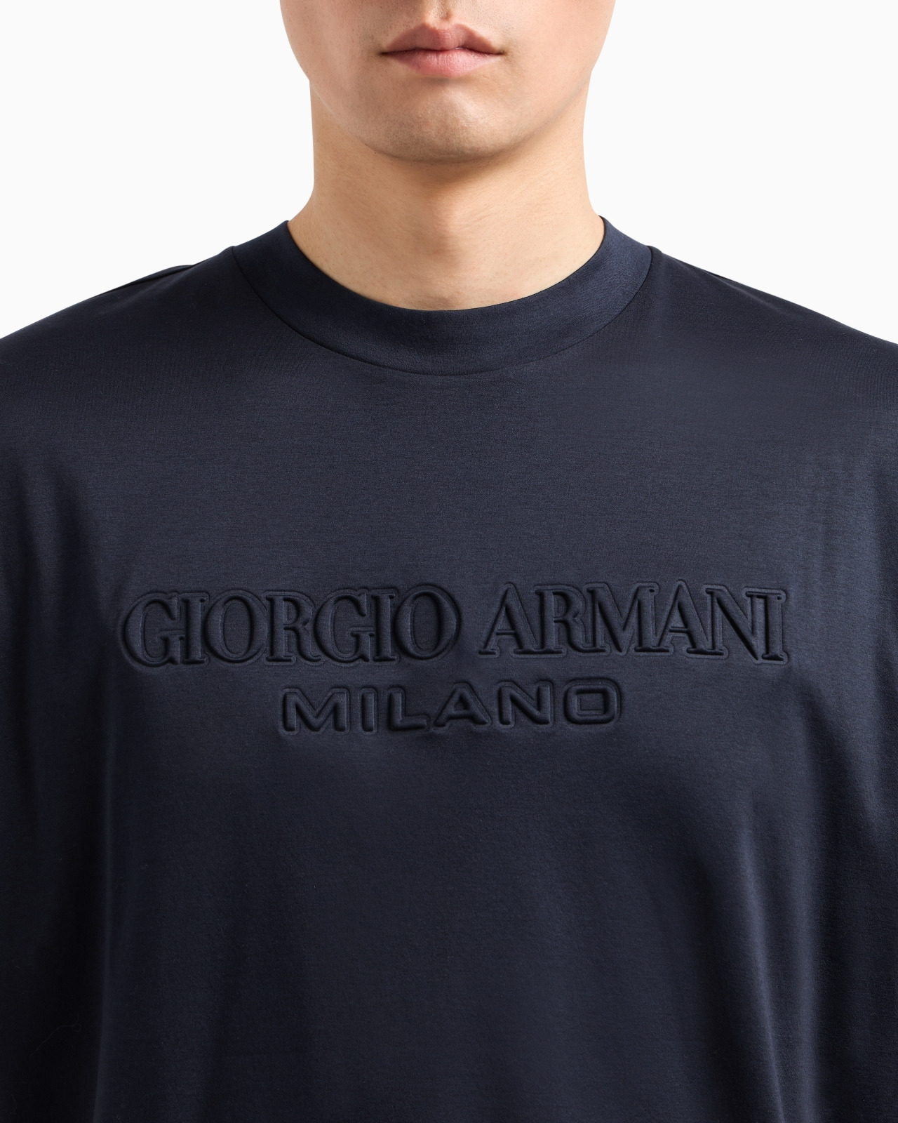DENIM COLLECTION COTTON T-SHIRT WITH EMBOSSED LOGO - 5