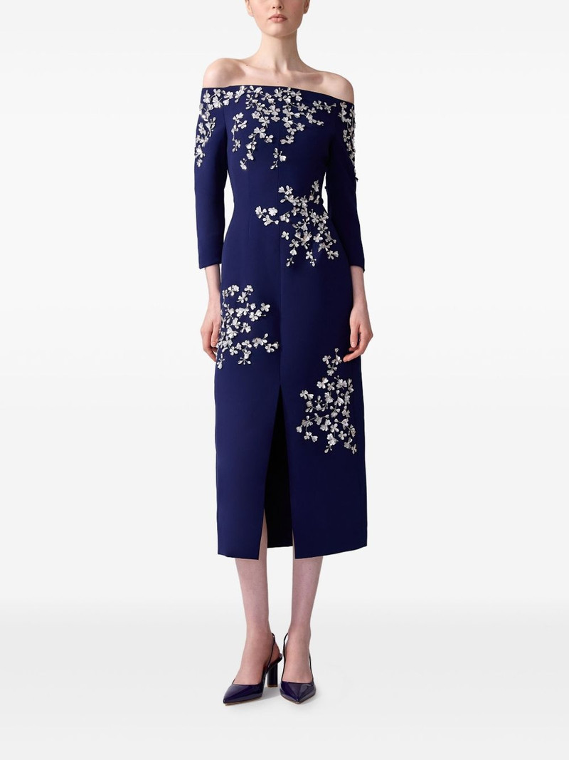 CAROLINA HERRERA floral-embroidered midi dress outlook