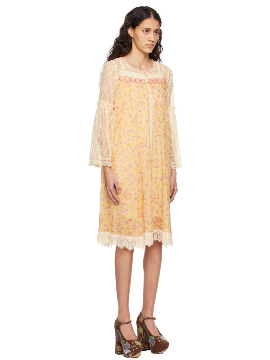Orange Floral Midi Dress - 2