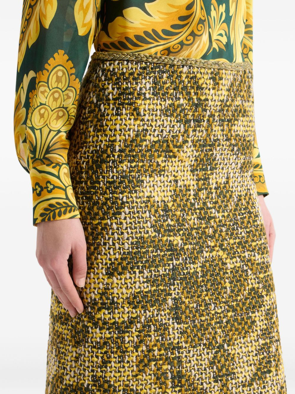 jacquard basketweave skirt - 5