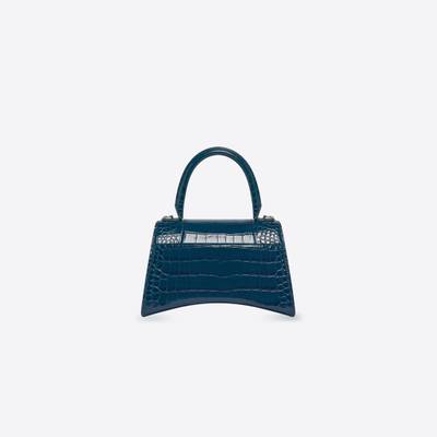 BALENCIAGA Women's Hourglass Small Handbag Crocodile Embossed in Dark Blue outlook