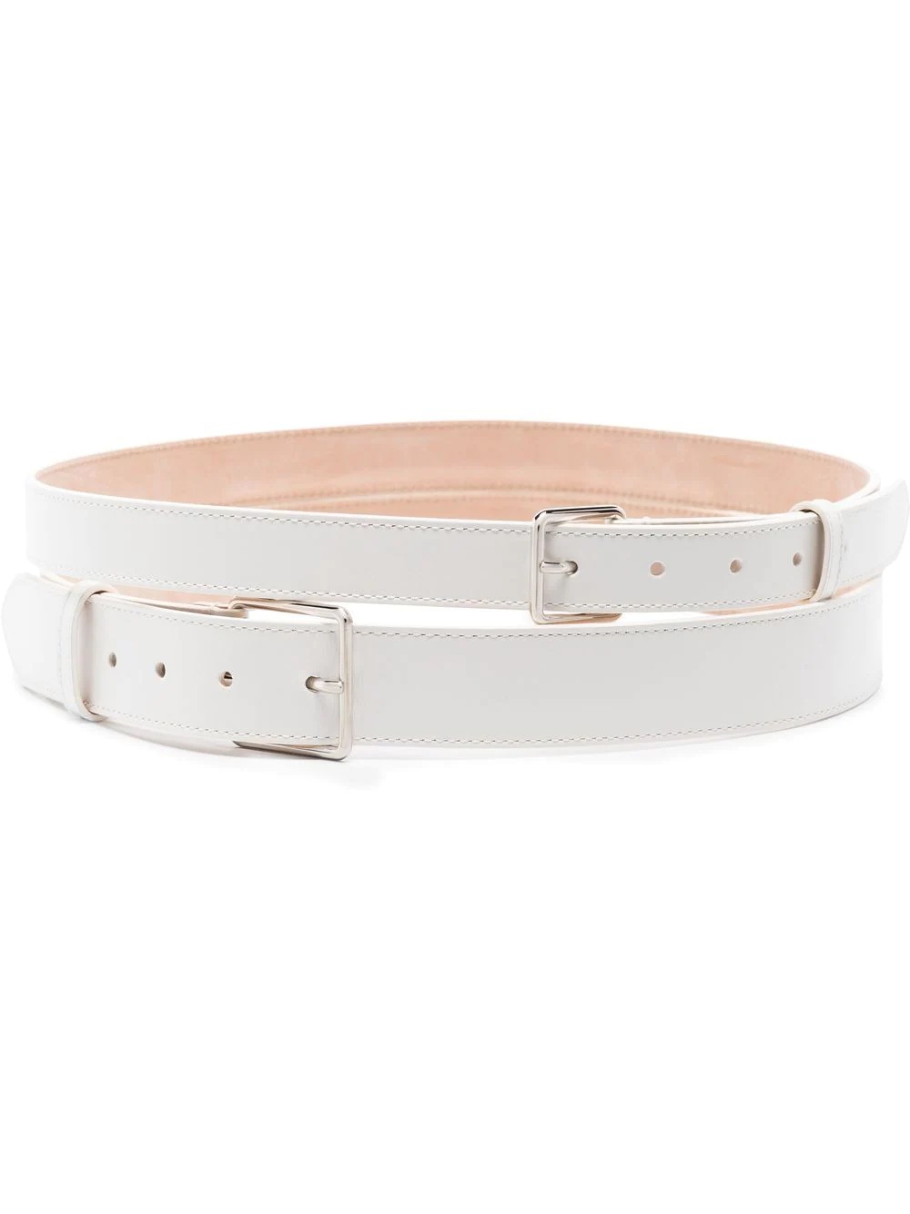 double-buckle leather belt - 1