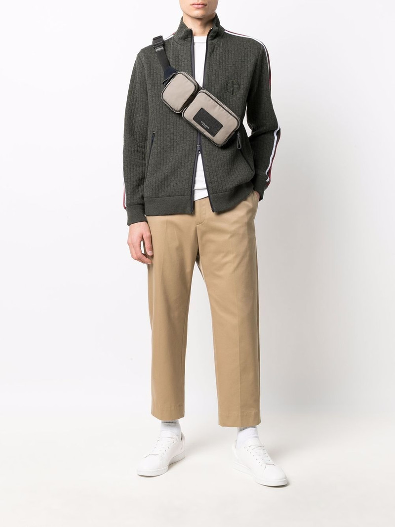 GIORGIO ARMANI logo-embroidered zip-up knitted jumper outlook