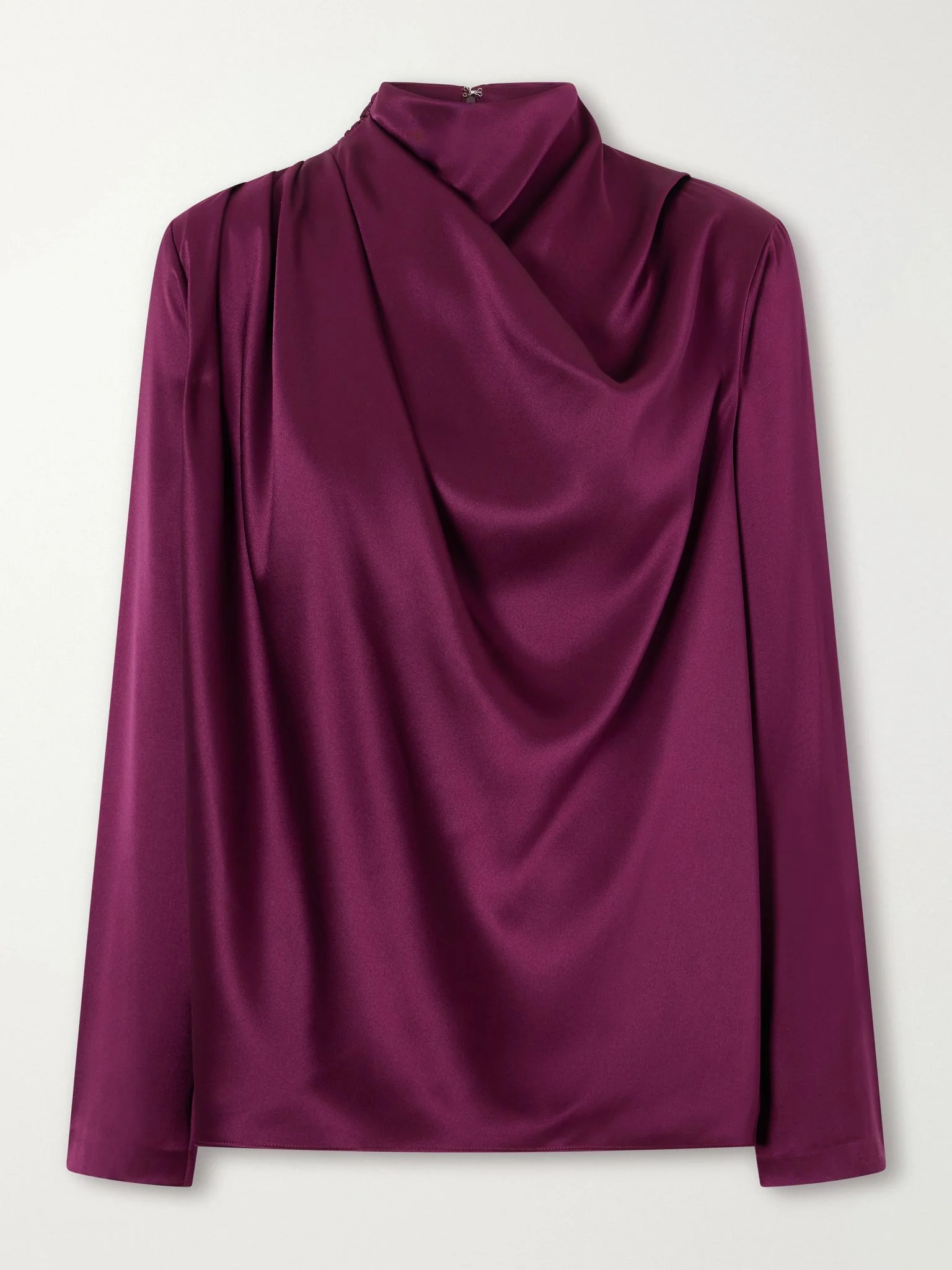 Sybil draped silk-satin blouse Dark purple - 1
