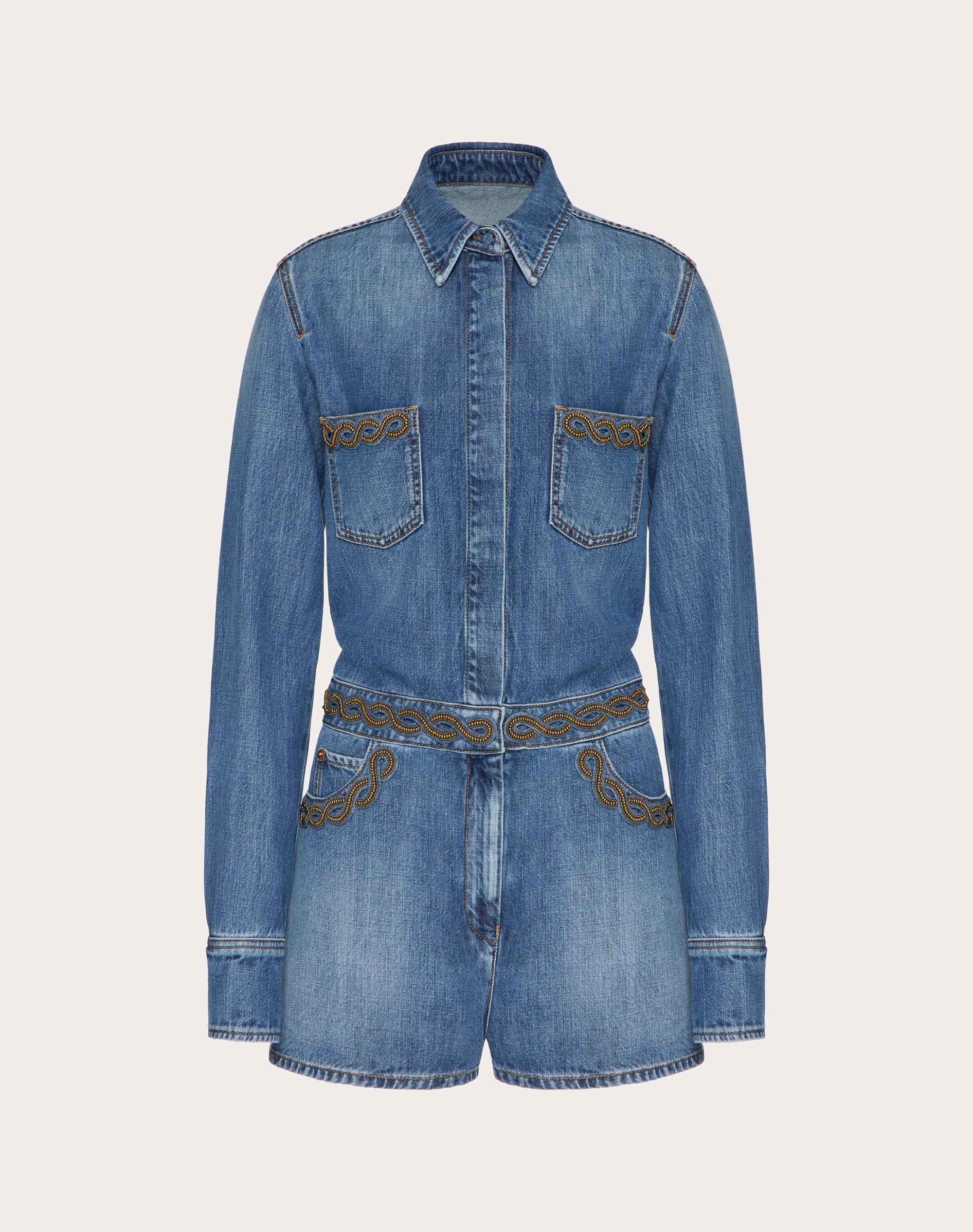 EMBROIDERED MID BLUE MEDIO JUMPSUIT - 1