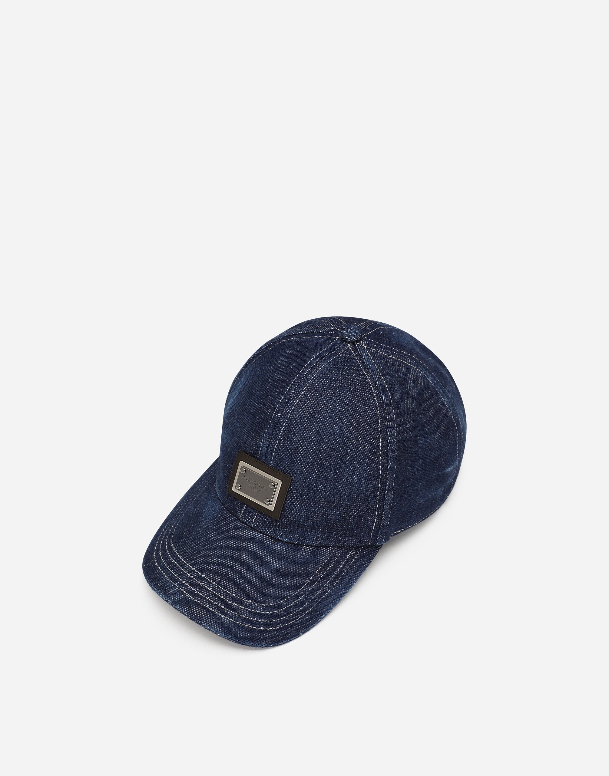 Denim baseball cap with logo tag - 2