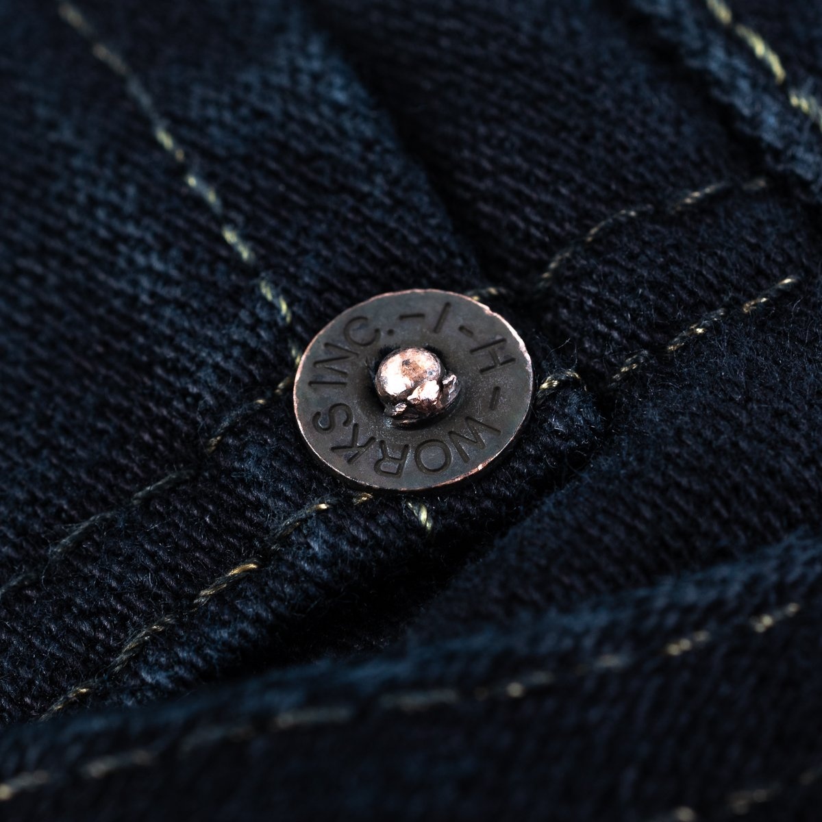 IH-634SBR-14od 14oz Broken Twill Selvedge Denim Straight Cut Jeans - Indigo Overdyed Black - 11