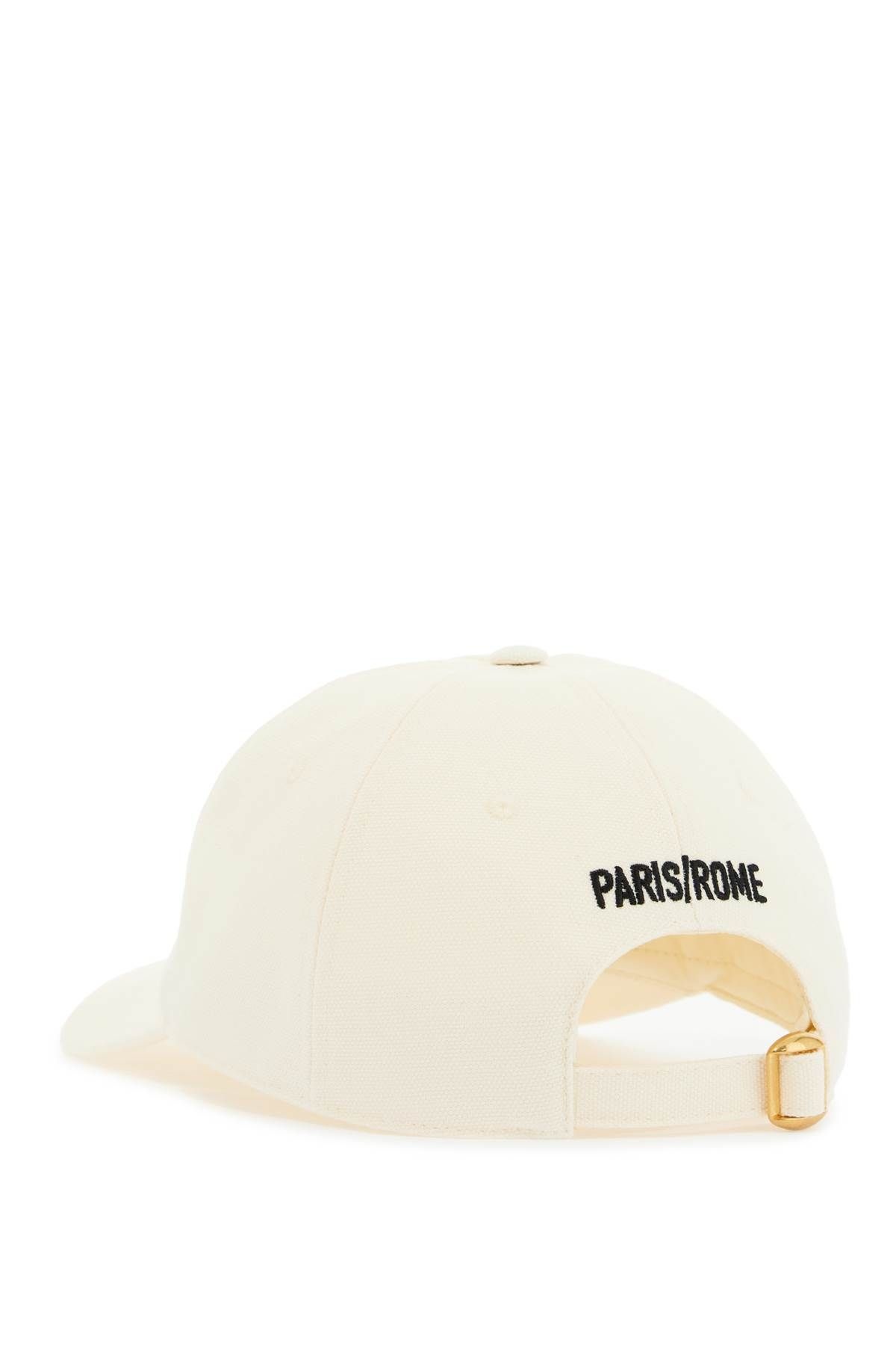 Valentino IVORY COTTON BASEBALL CAP WITH ADJUSTABLE EMBROIDERED