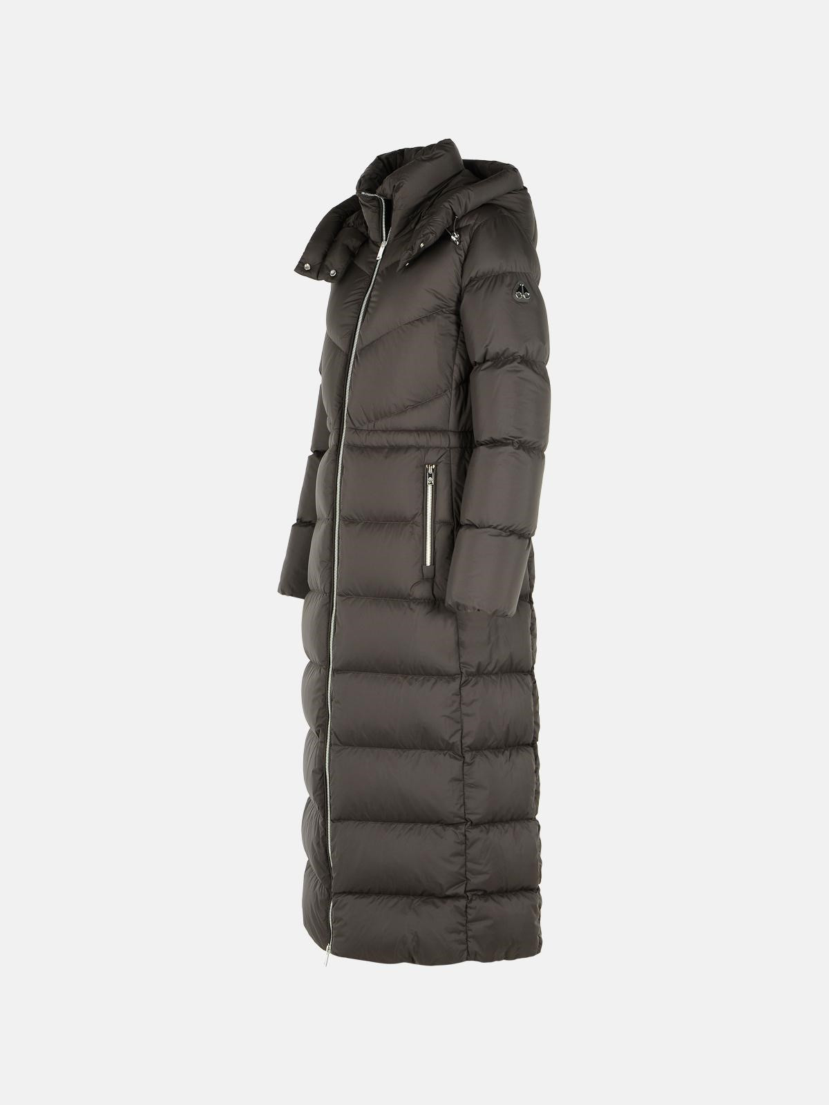 'BELLE' LONG BROWN NYLON DOWN JACKET - 2