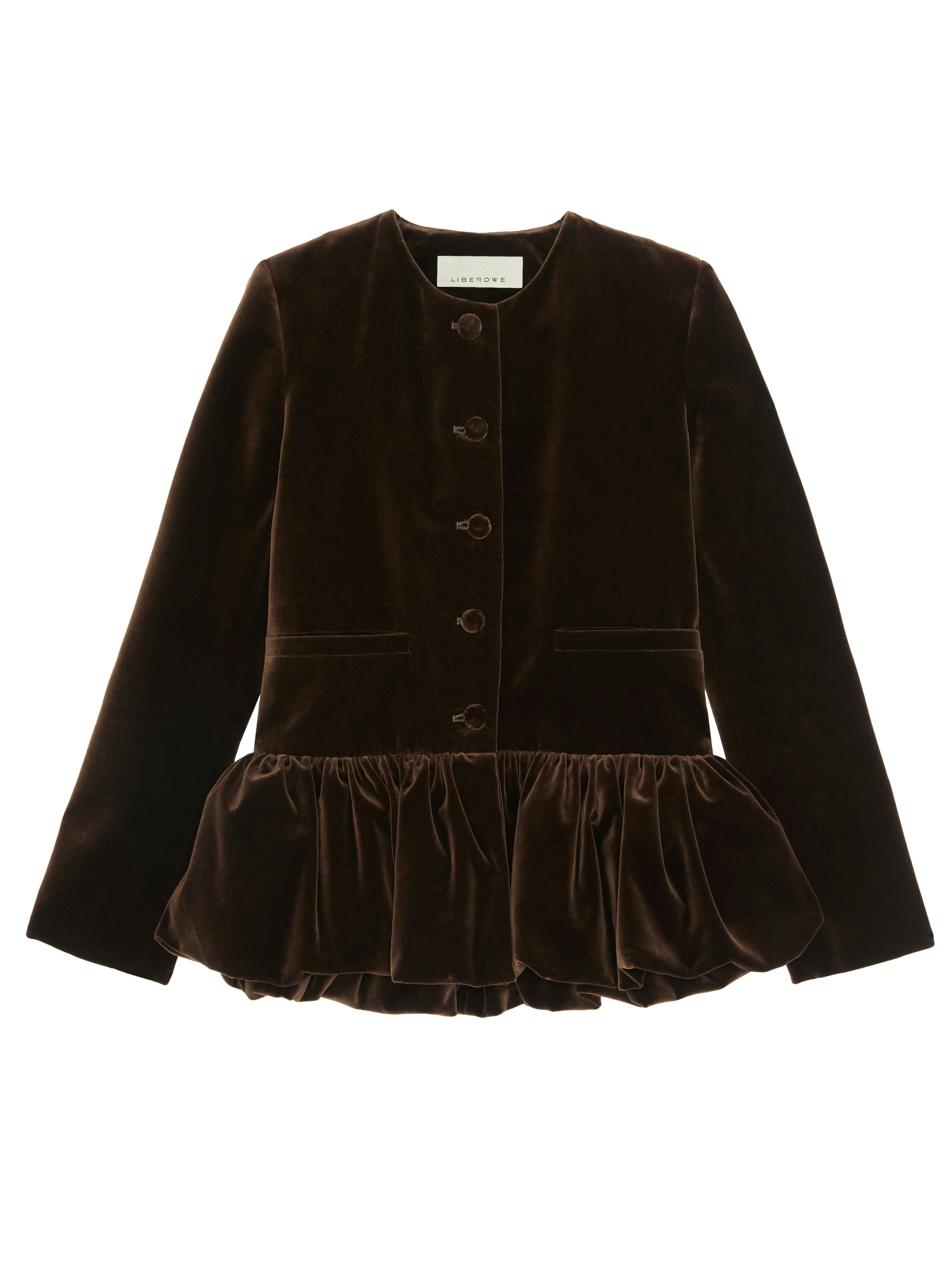 CHOCOLATE VELVET PEPLUM JACKET - 1