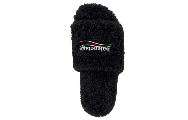 (WMNS) Balenciaga  Furry Slides 'Black Red' 654261W2DO11096 - 3