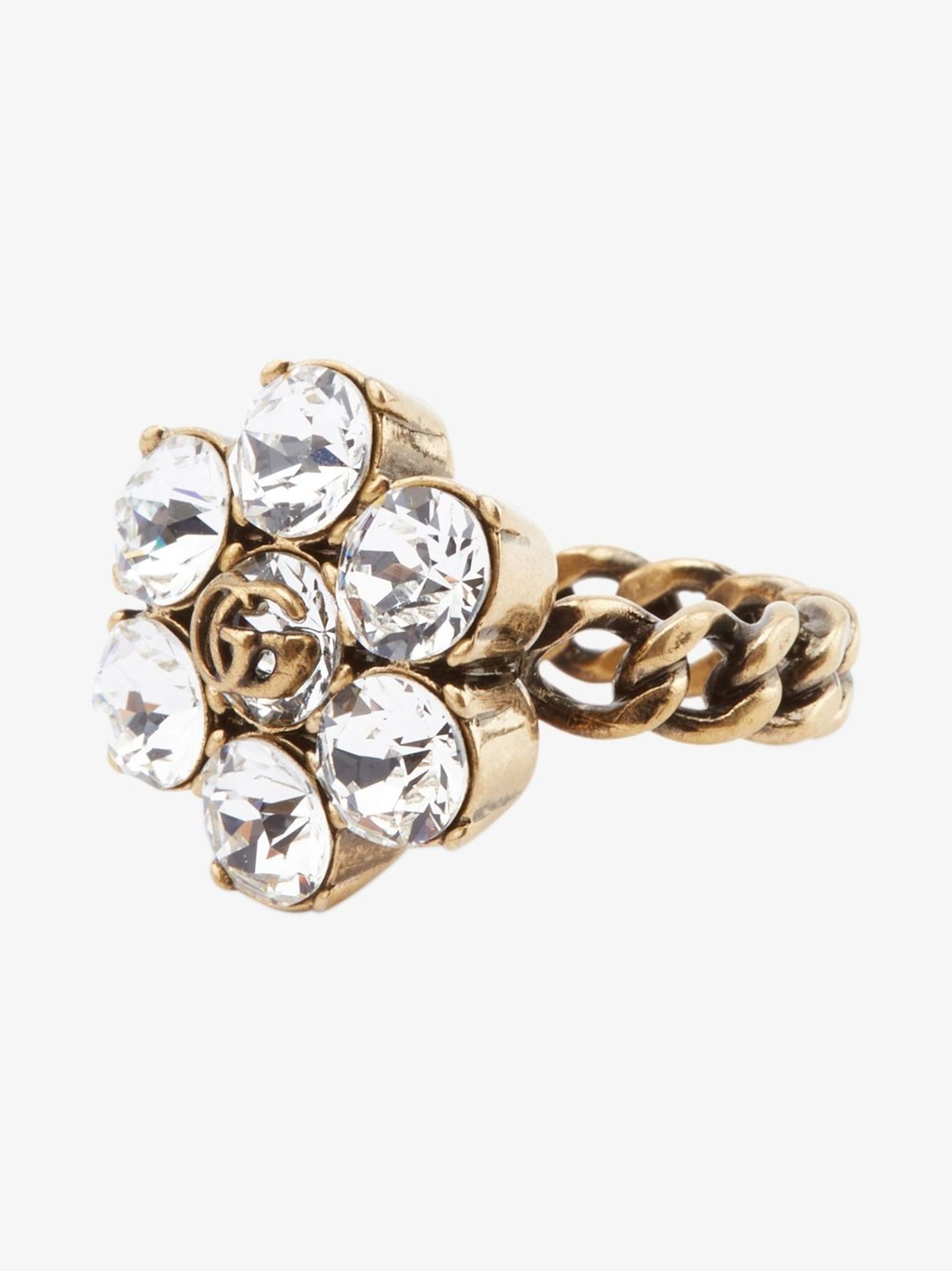 gold-tone Marmont crystal cocktail ring - 1