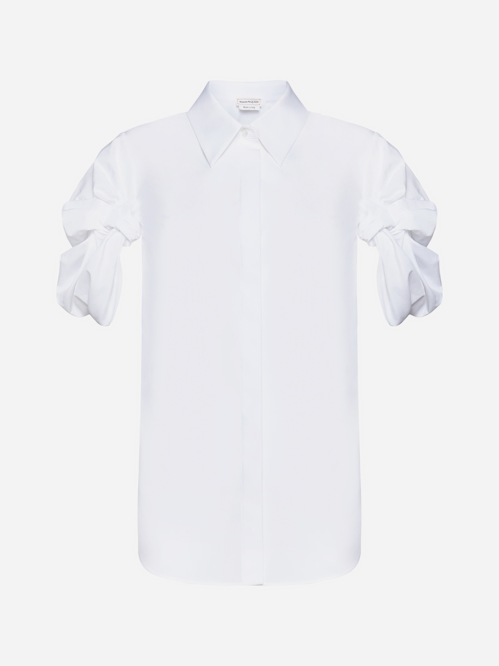 Tシャツ・カットソー alexander mcqueen SHIRT WITH KNOT SLEEVE (775580_QAAAD9000) Alexander McQueen Knot sleeves cotton shirt