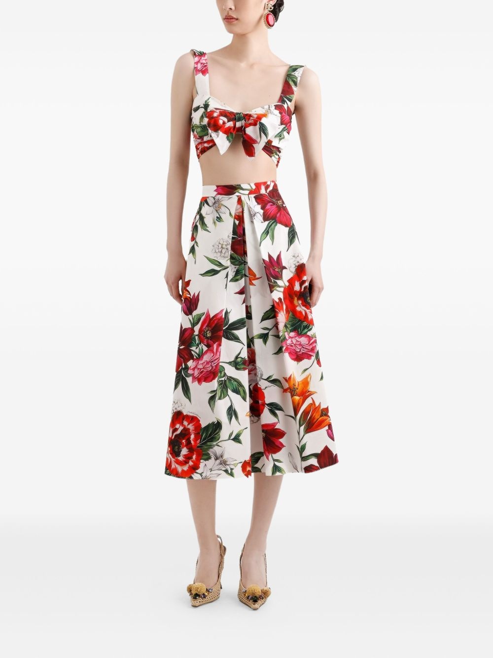 floral-print crop top - 2
