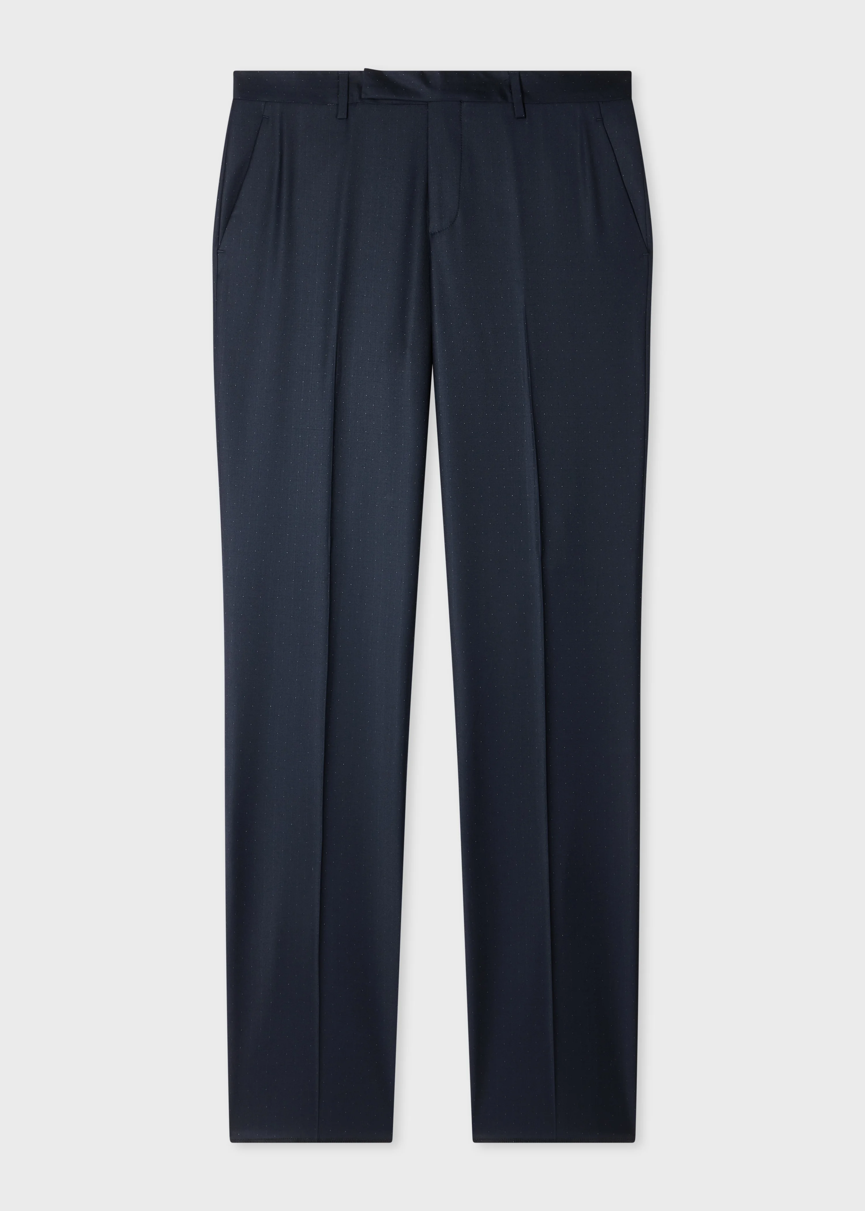 Slim-Fit Navy Pin Dot Wool Trousers - 1