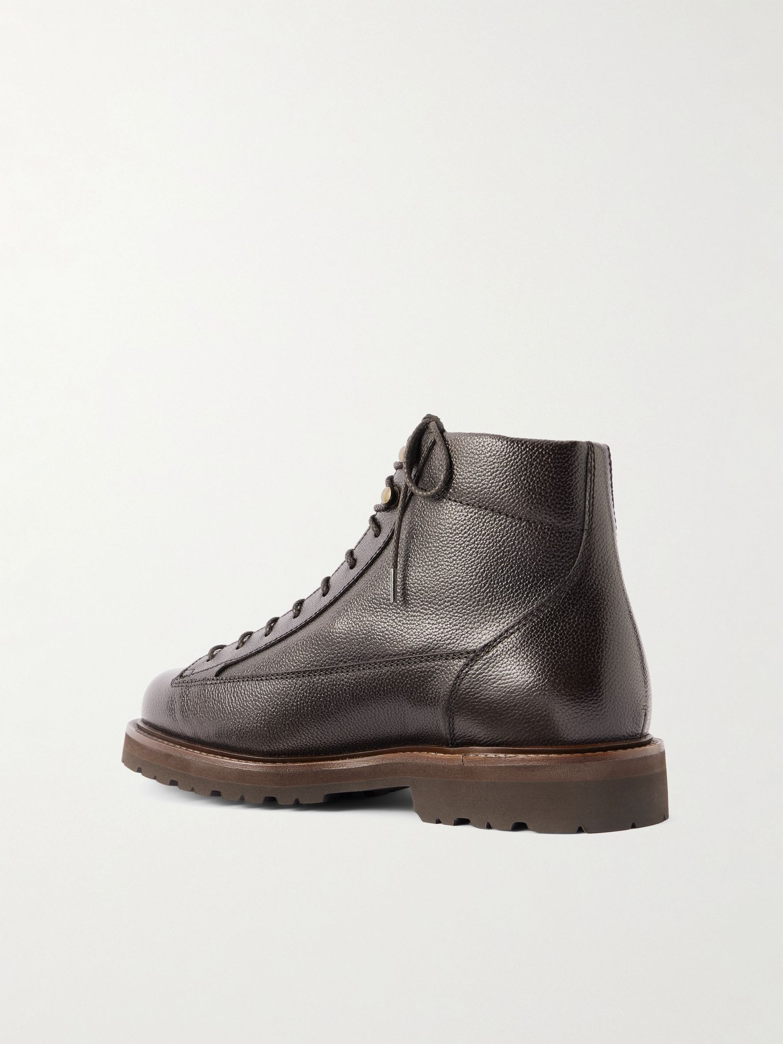Full-Grain Leather Hiking Boots Dark brown - 4