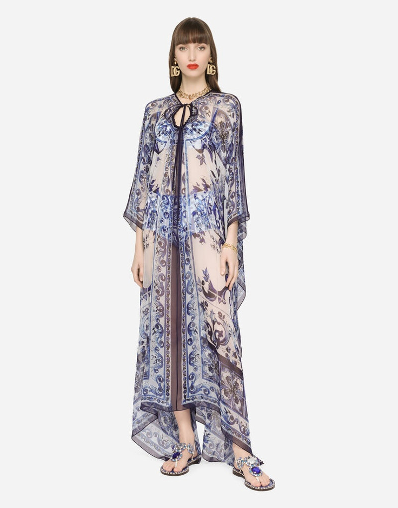 Majolica-print chiffon caftan 1
