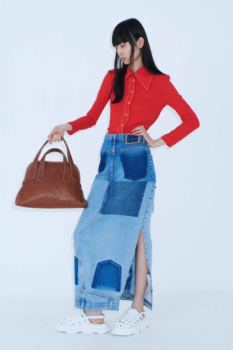 UPCYCLED DENIM MIRROR EFFECT SKIRT BLUE DENIM 9