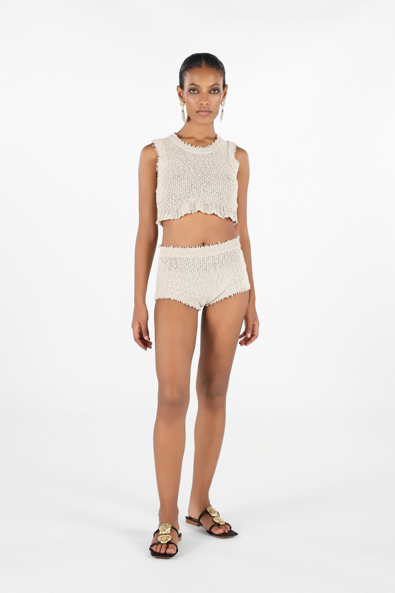 Roberto Cavalli Ivory Textured Knit Top outlook