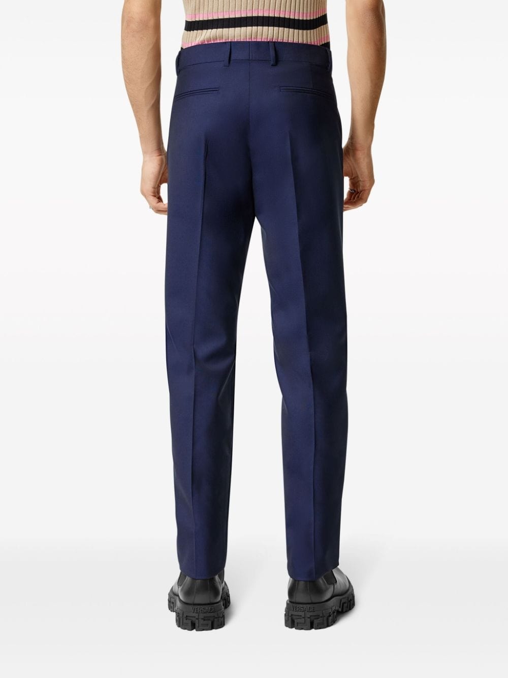 pressed-crease tapered-leg trousers - 4