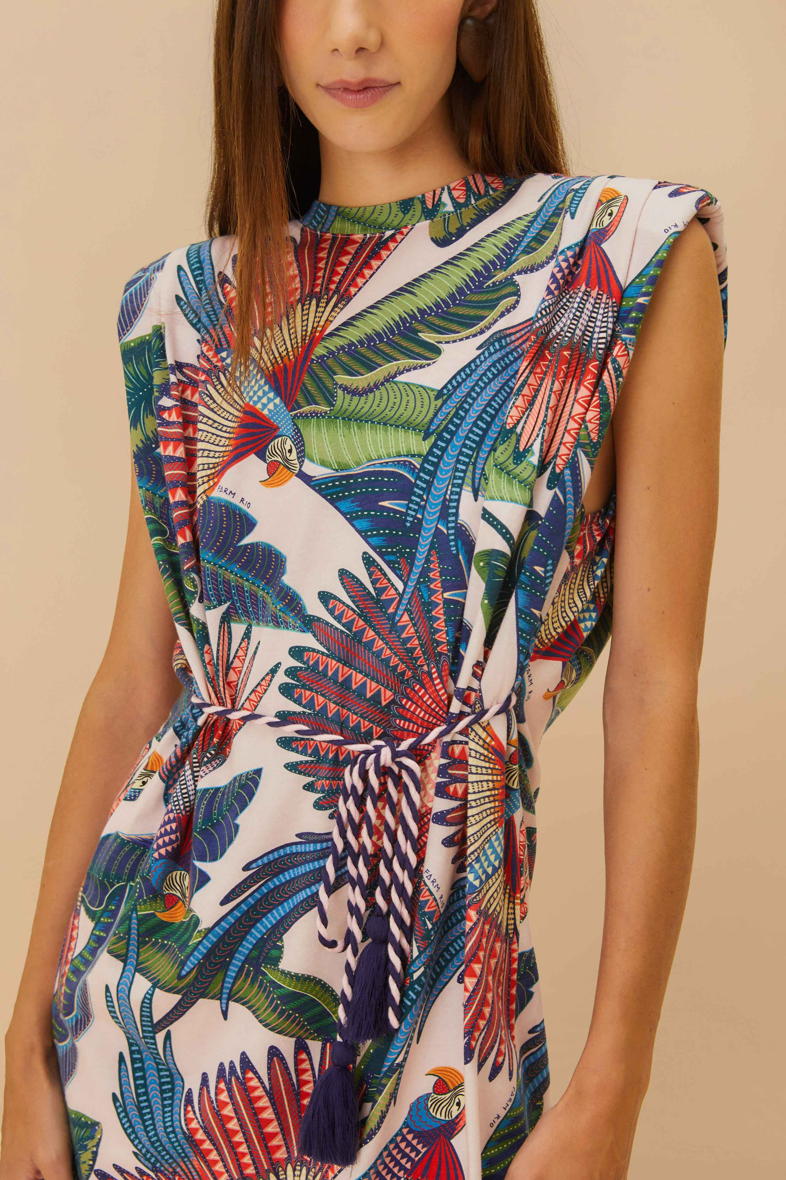 Pink Macaw Flight Mini T-Shirt Dress - 2
