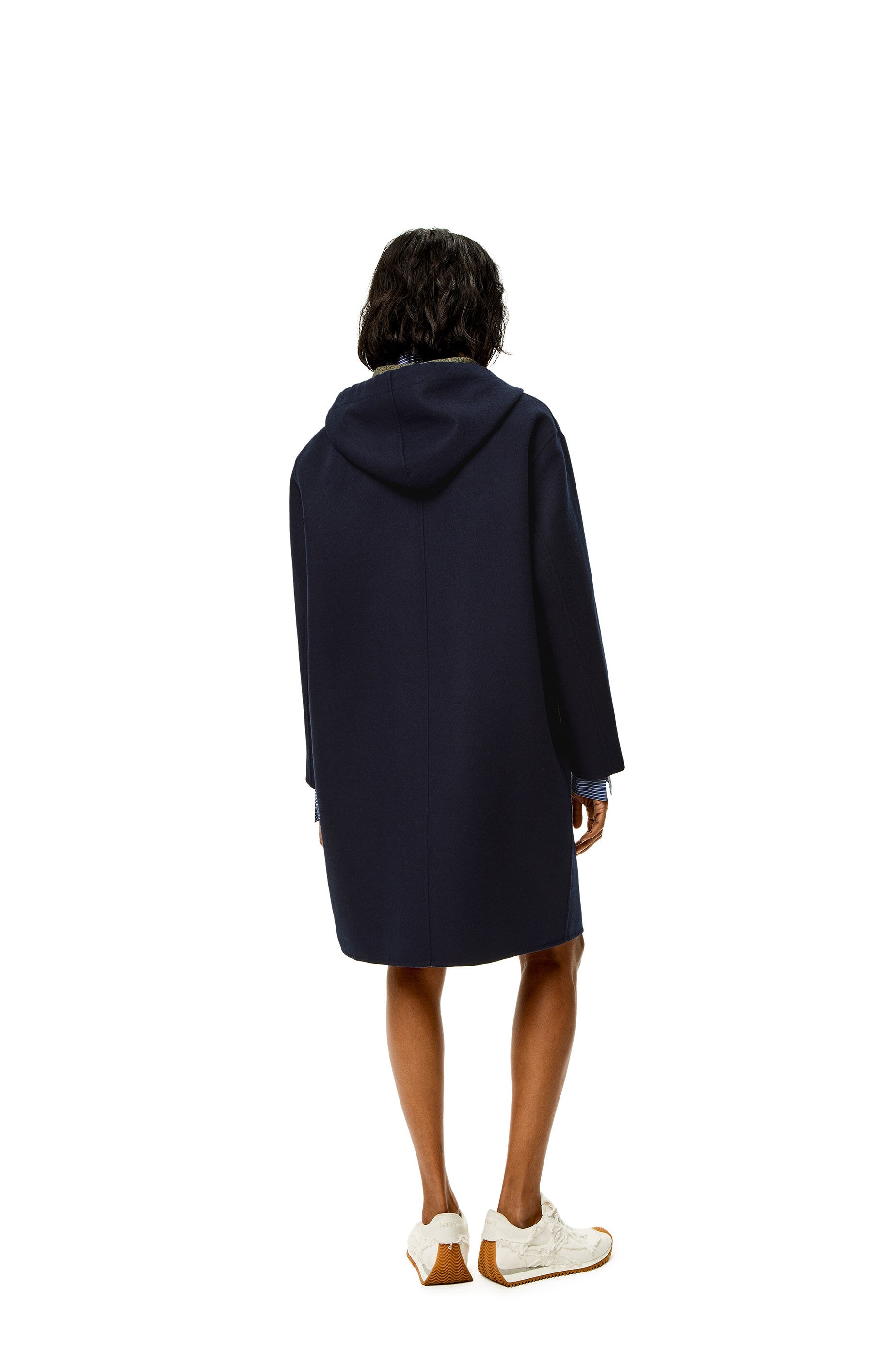 Anagram jacquard hooded coat in wool - 4