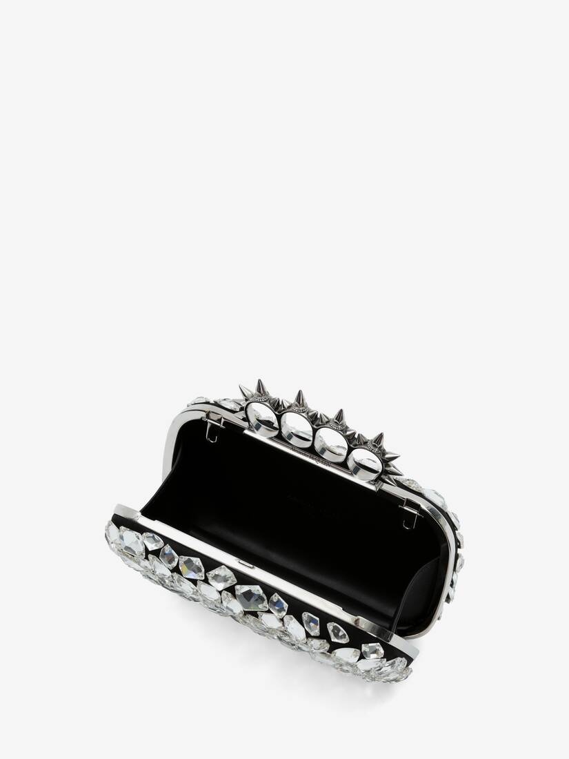 Women's Skull Four Ring Clutch in Black - 4