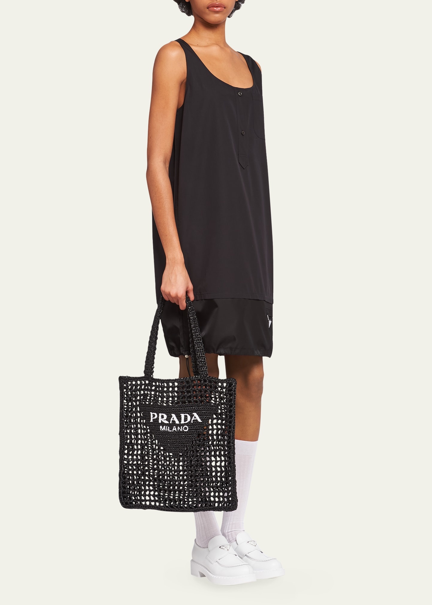 Bicolor Woven Logo Shopper Tote Bag - 5
