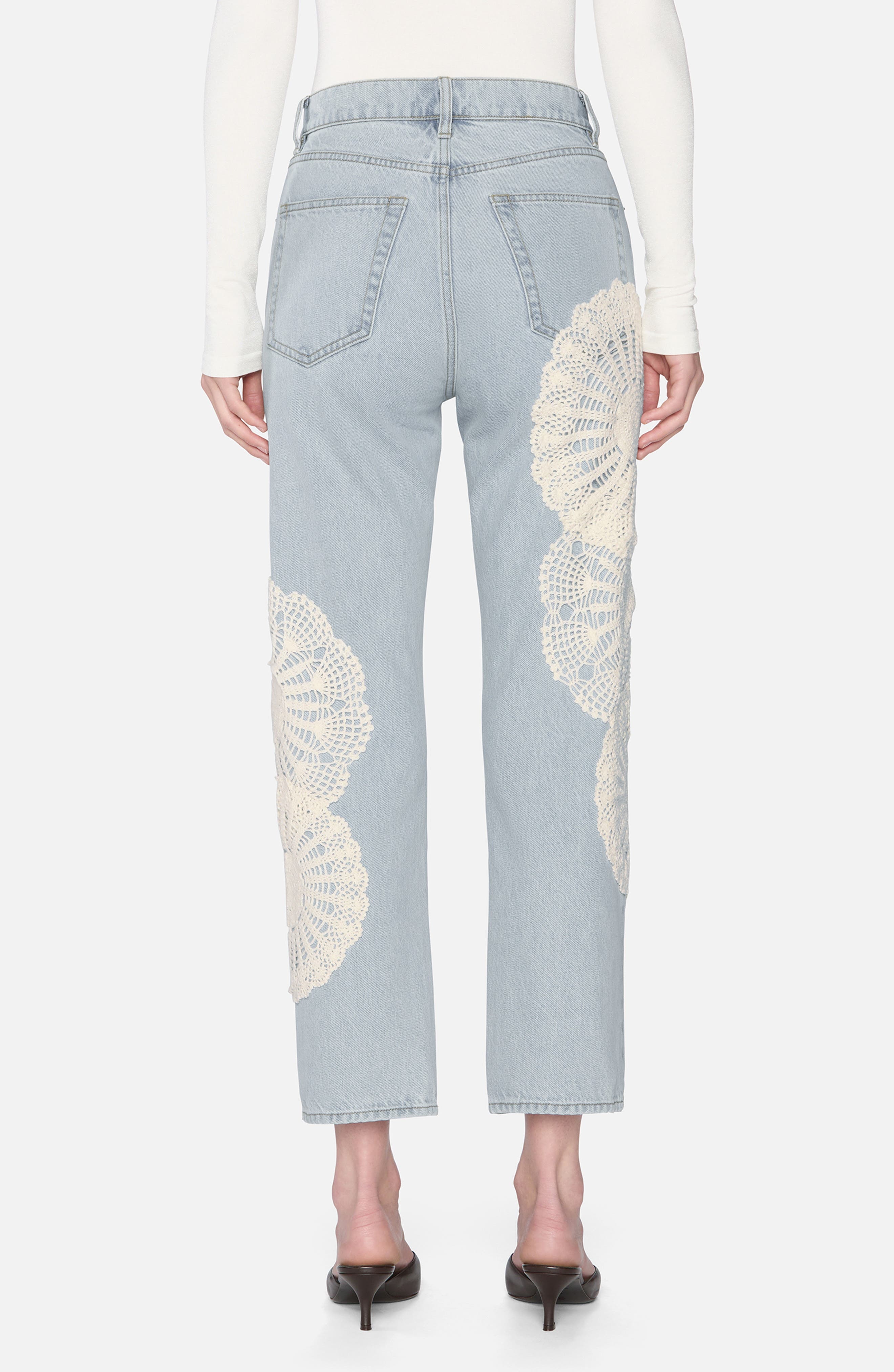 FRAME The Crochet Straight Leg Ankle Jeans in Wisp at Nordstrom - 2