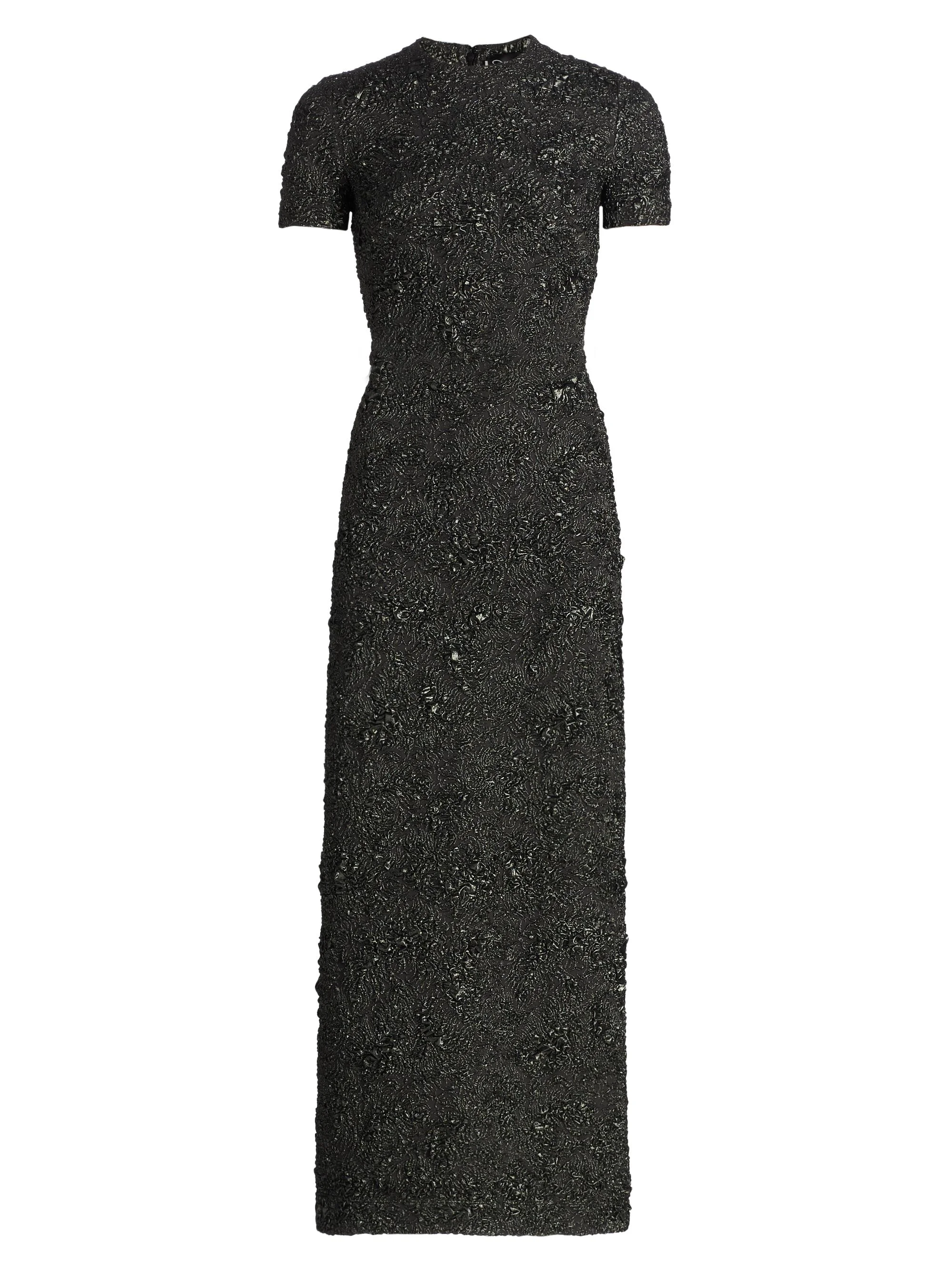 Women's Metallic Jacquard Belted Column Dress - Gunmetal - 1