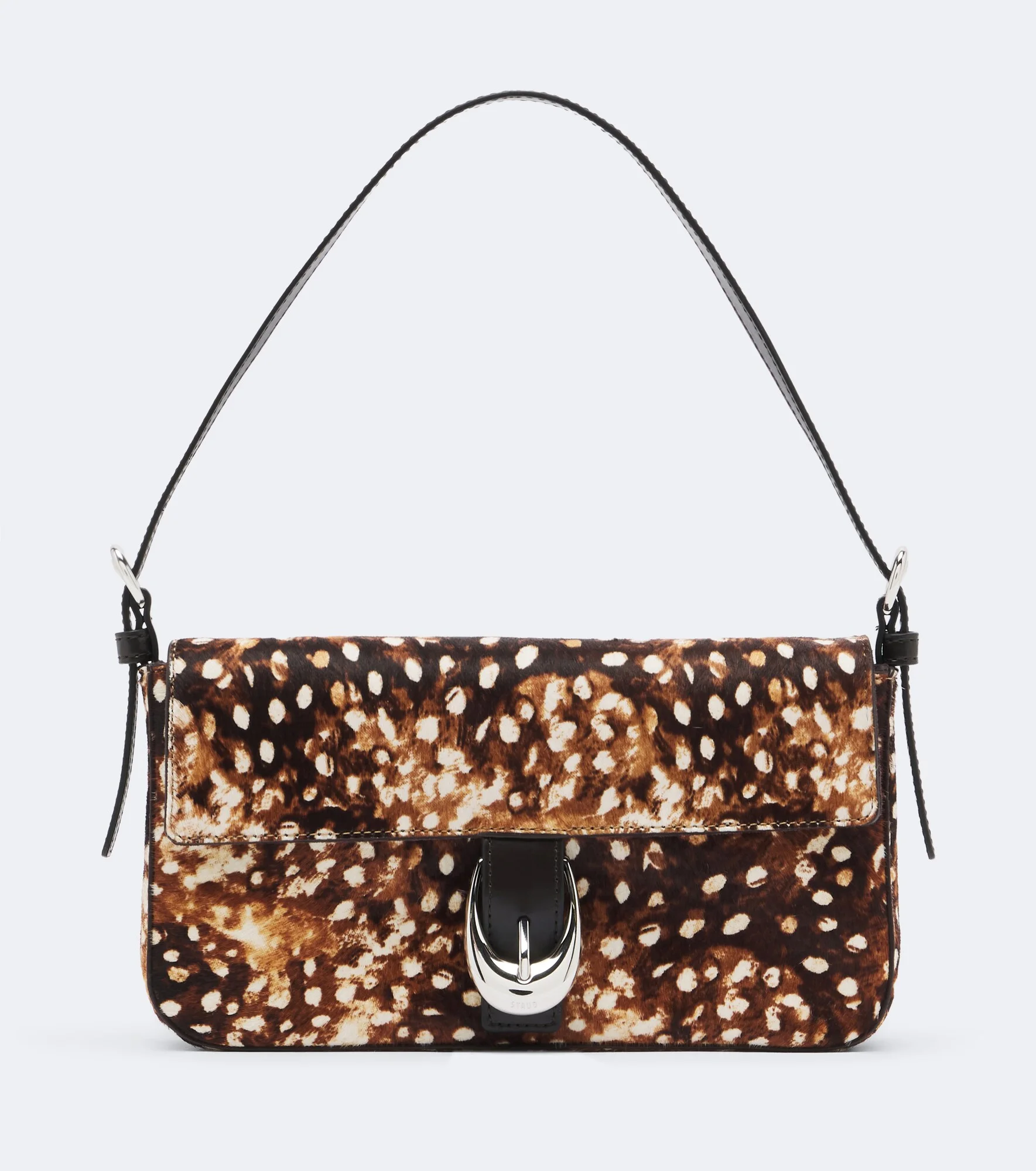 Animal-printed calf hair shoulder bag - 1