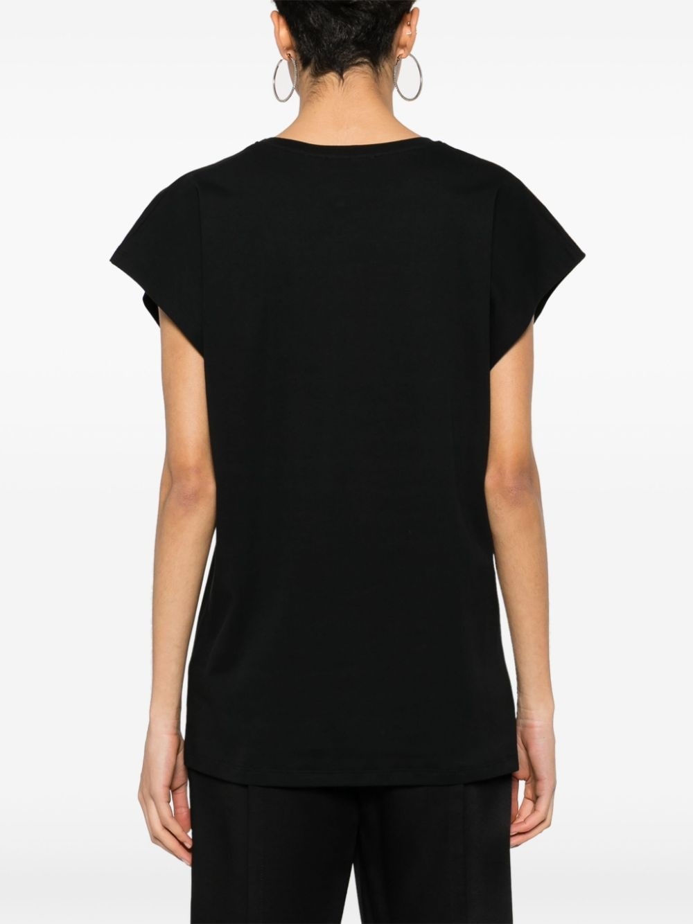 rhinestone-logo cotton T-shirt - 4