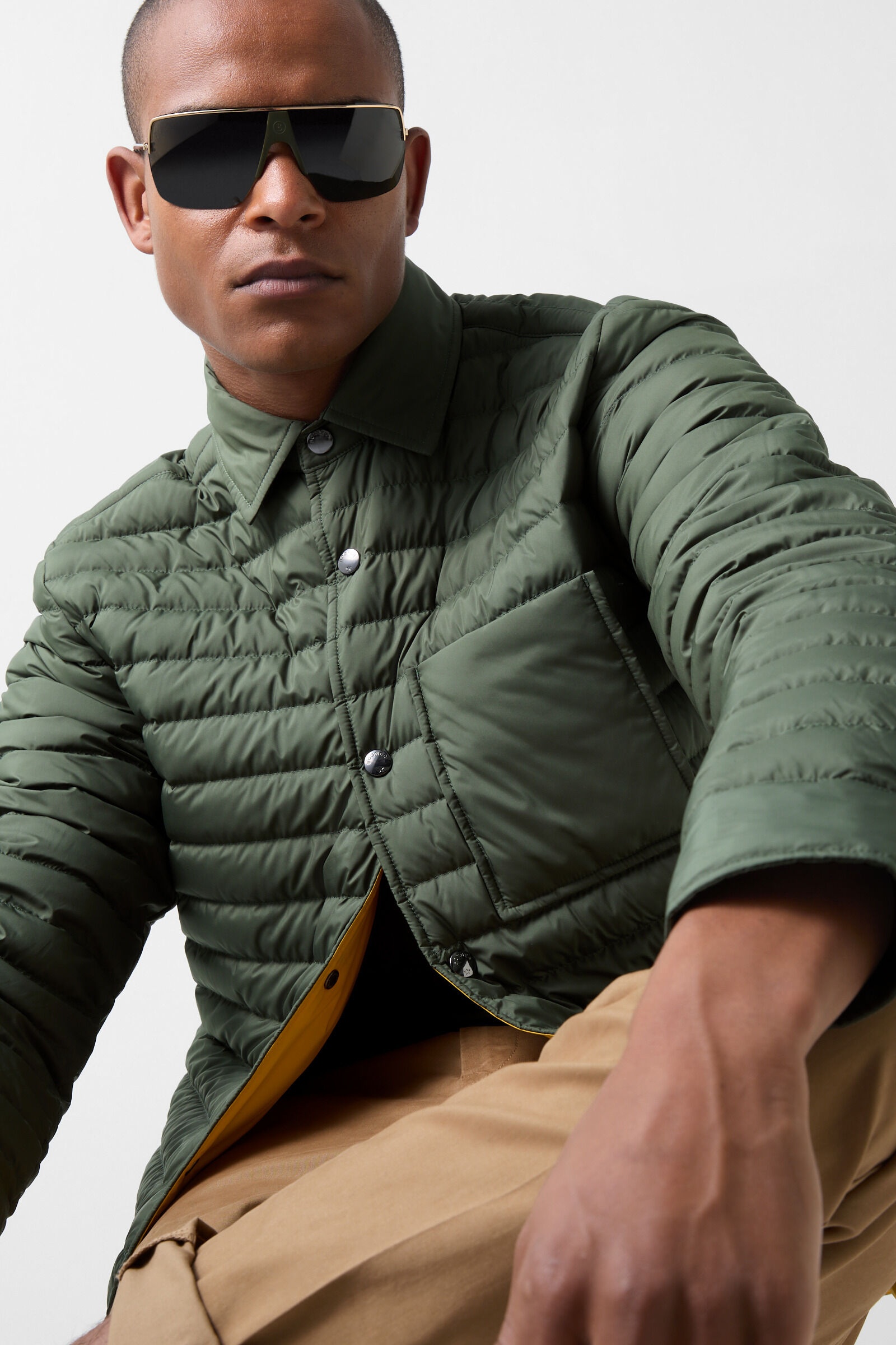 Olli Lightweight down overshirt in Olive green - 6