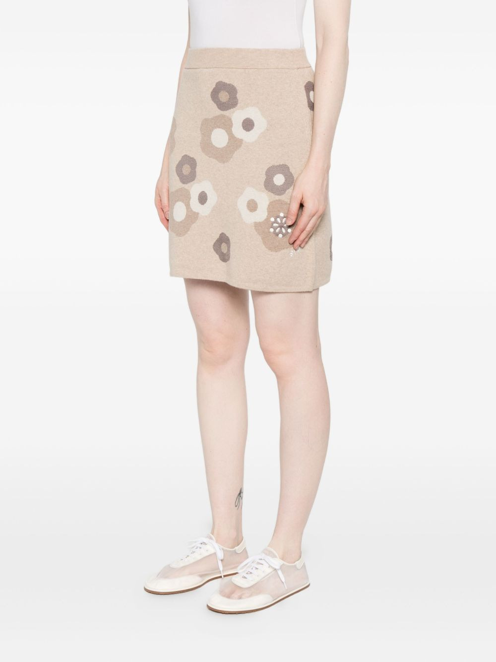 floral-pattern knit skirt - 3
