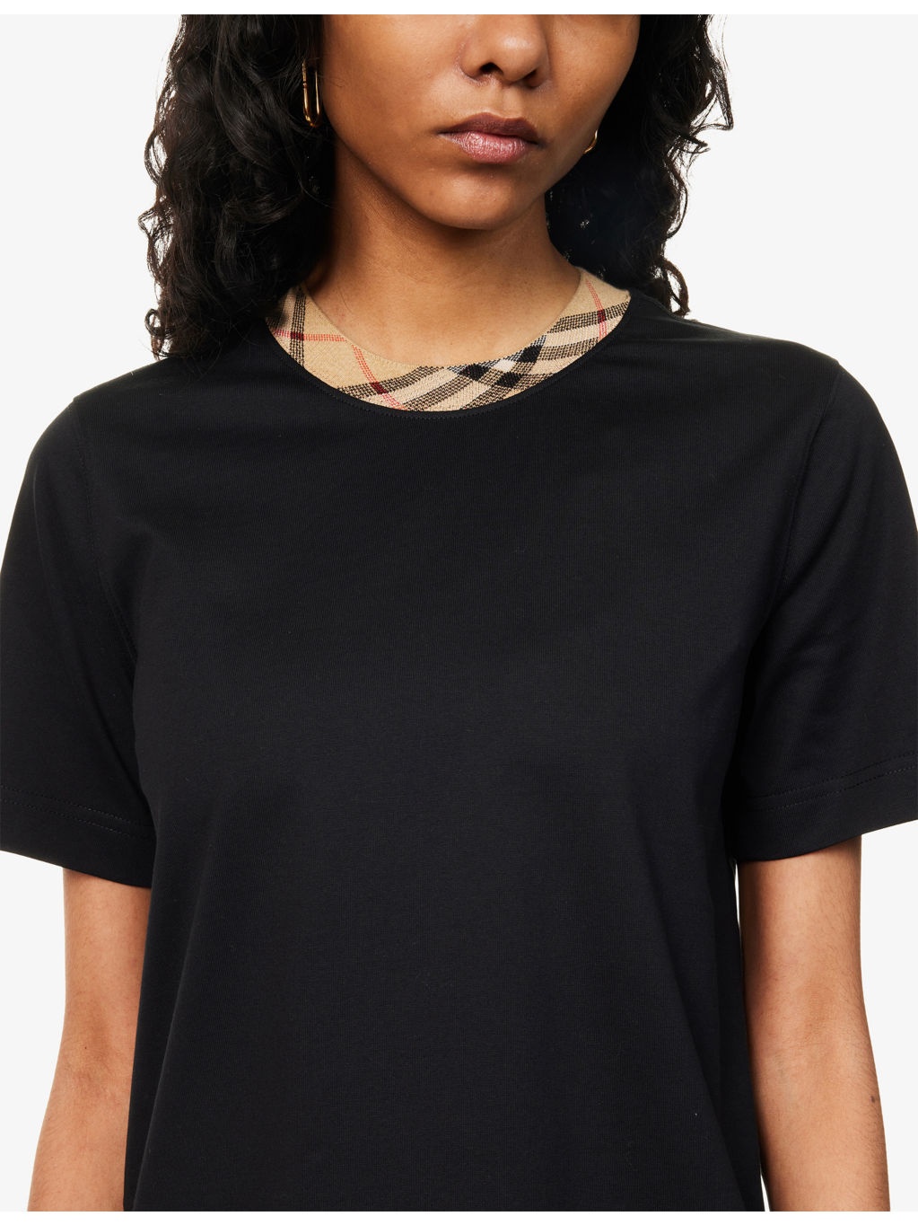 Boxy-Fit Check-Collar Cotton-Jersey T-shirt - 6