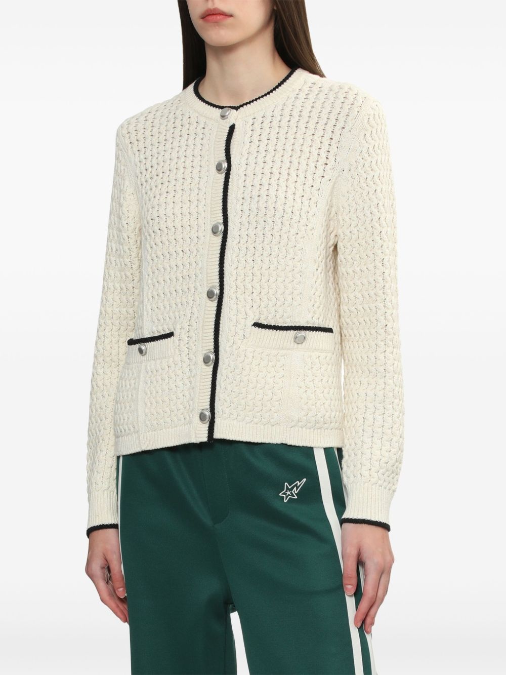 contrasting-trim cardigan - 3