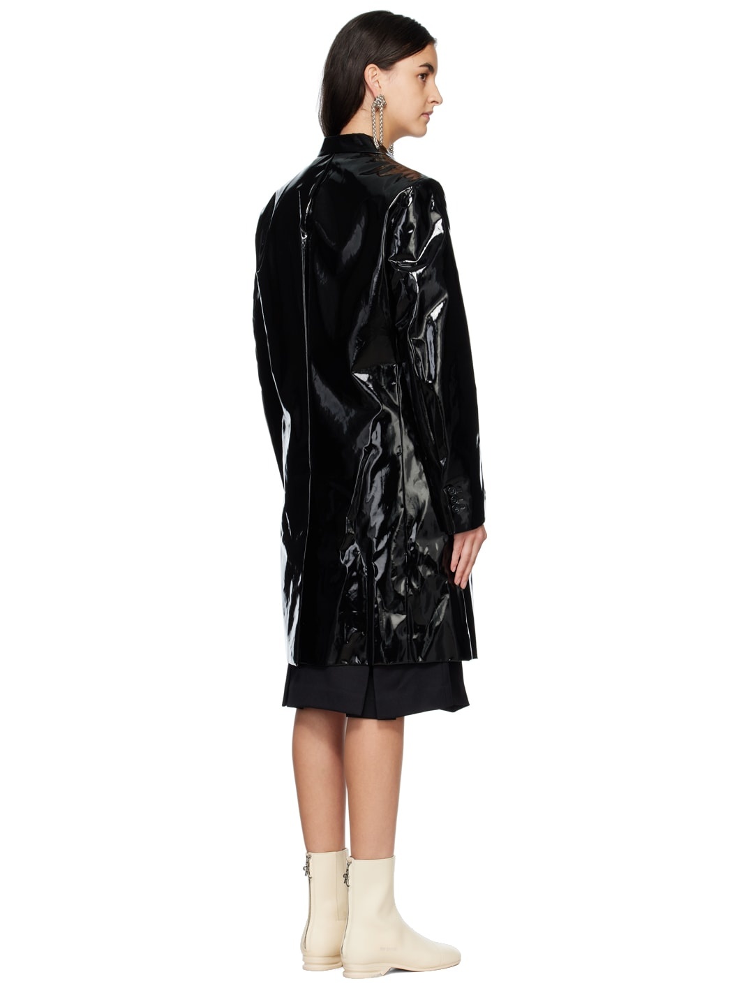 Black Classic Double Breasted Coat - 3