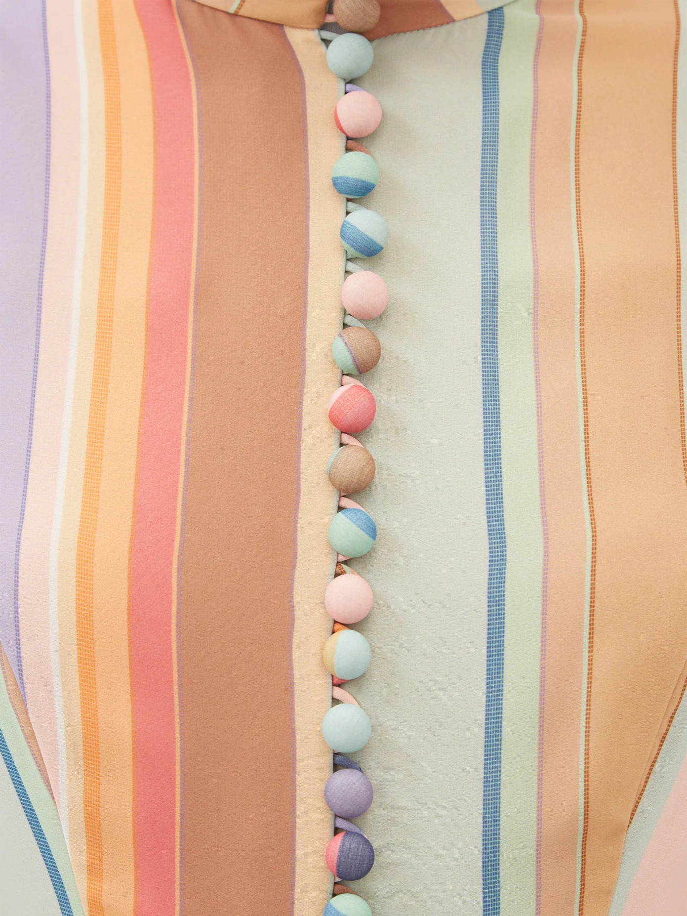 Rainbow striped crepe de Chine midi dress - 3