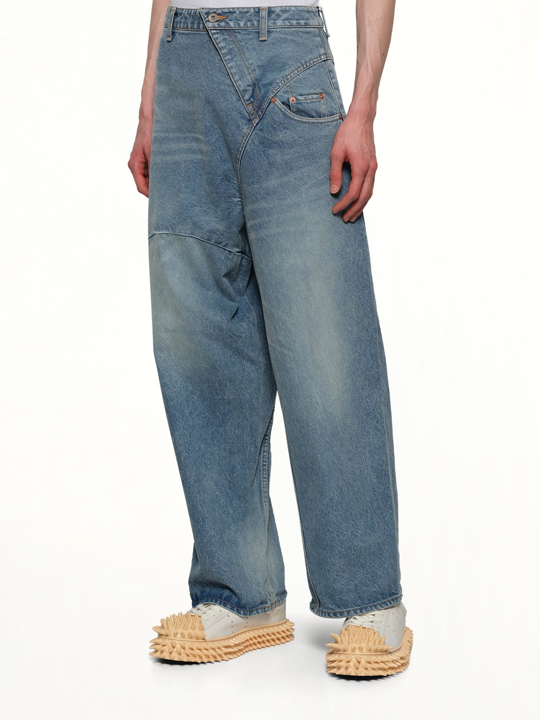 Distorted Cutting Denim Pants in Indigo - 6